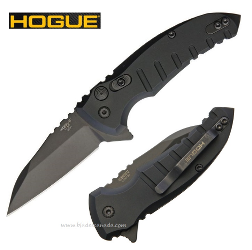 Hogue X1-MicroFlip Flipper Folding Knife, 154CM Wharncliffe, Aluminum Black, 24166